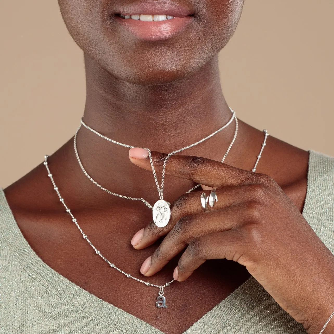 Engraved Silver Gemini Zodiac Charm Necklace sold by Lily Charmed product image thumbnail 3