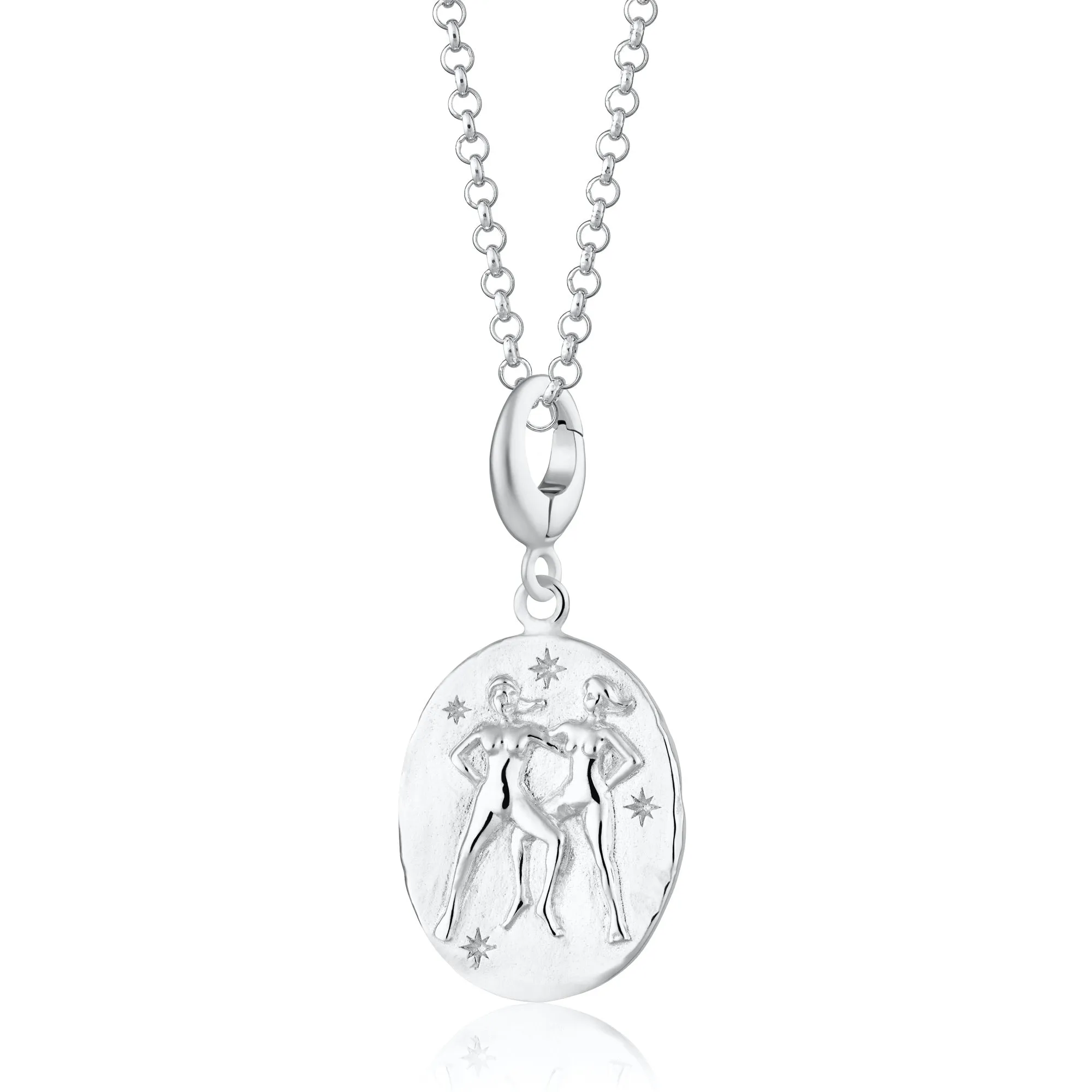Engraved Silver Gemini Zodiac Charm Necklace sold by Lily Charmed