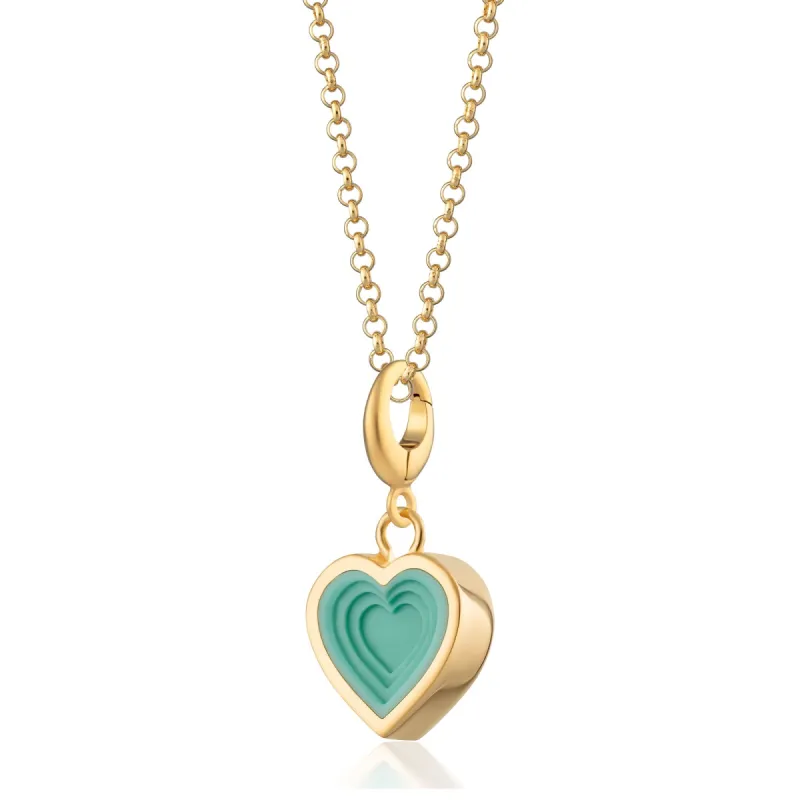 Gold Geometric Turquoise Heart Charm Necklace sold by Lily Charmed