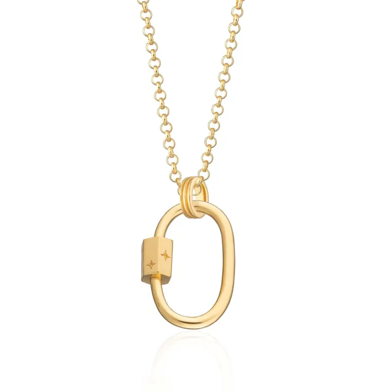 Gold Oval Carabiner Charm Collector Necklace sold by Lily Charmed