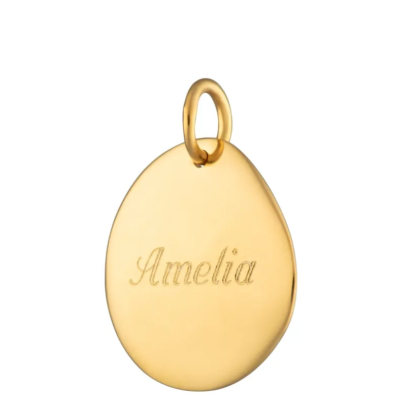 Engraved Gold Plated Pebble Charm (Medium) sold by Lily Charmed