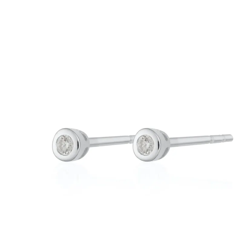 Silver April Birthstone Teeny Stud Earrings (White Topaz) sold by Lily Charmed