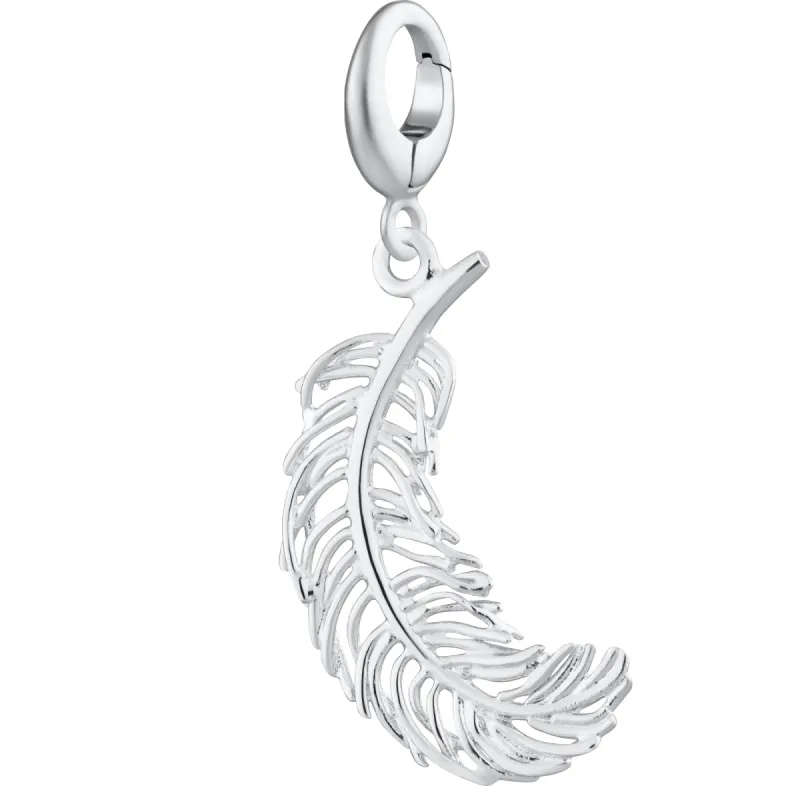 Large Silver Feather Charm sold by Lily Charmed