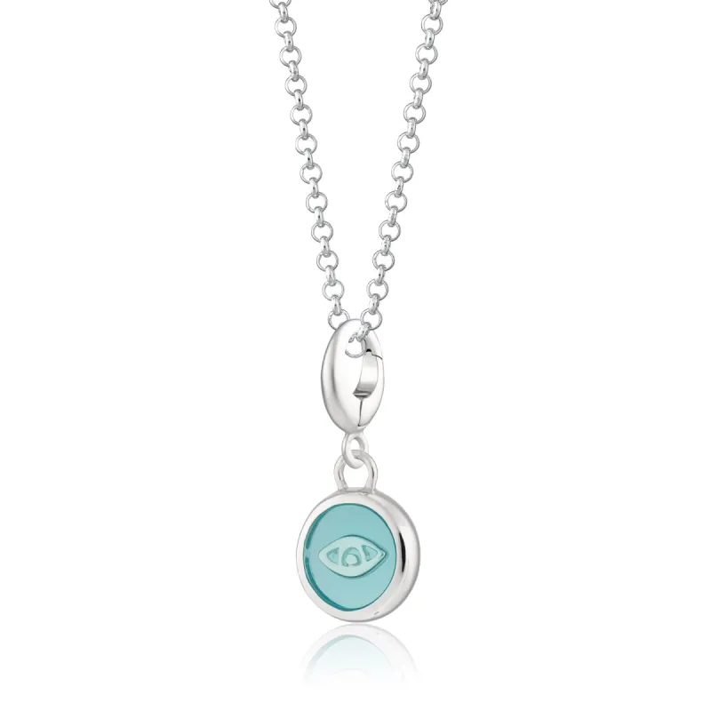 Silver Turquoise Eye Resin Capture Charm Necklace sold by Lily Charmed