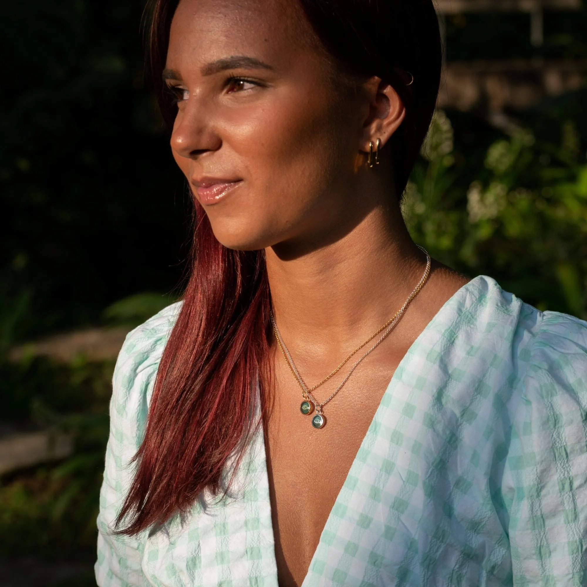 Silver Turquoise Eye Resin Capture Charm Necklace sold by Lily Charmed product image thumbnail 3