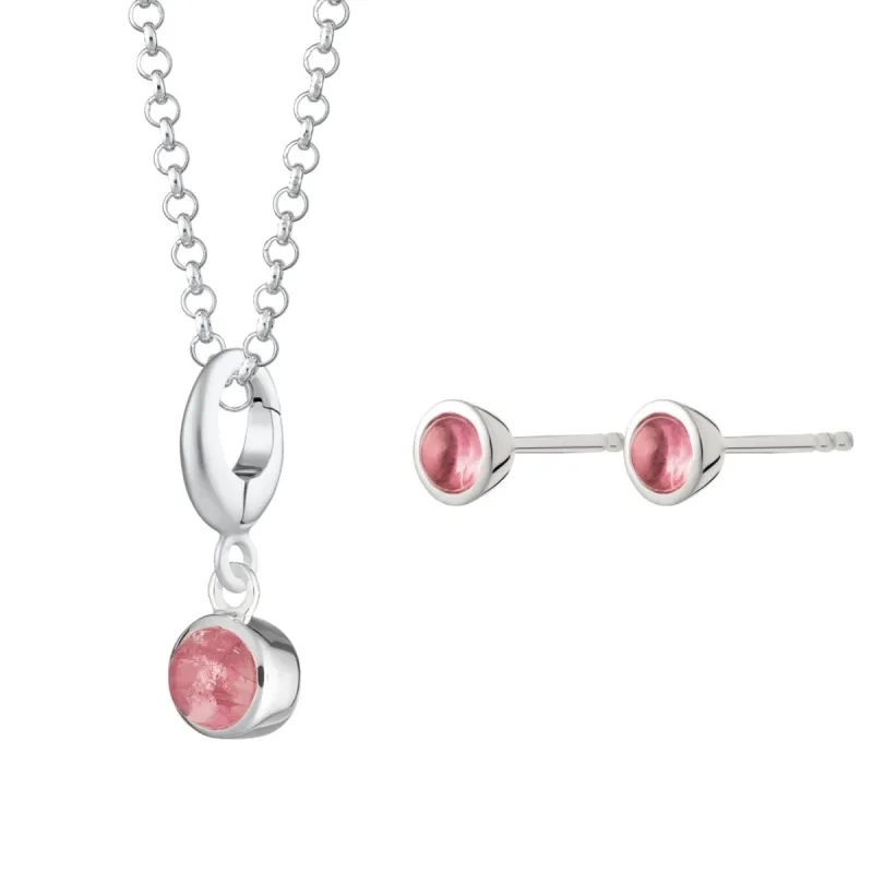 October Birthstone Jewellery Set (Pink Tourmaline) sold by Lily Charmed
