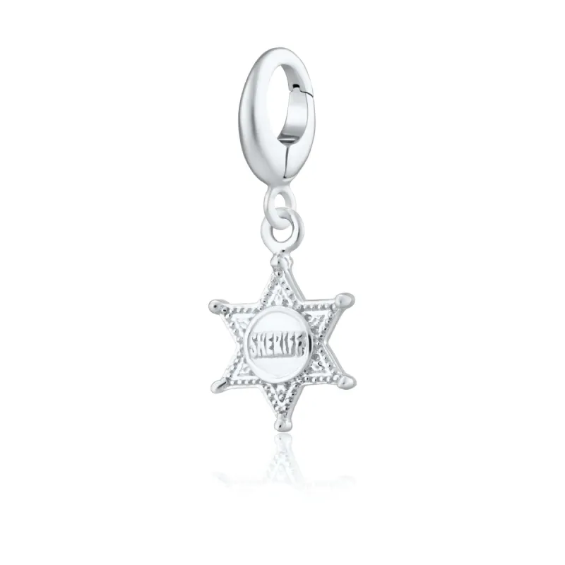 Silver Sheriff Badge Charm sold by Lily Charmed