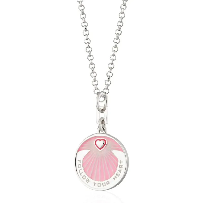 Silver Follow Your Heart Pink Coin Necklace sold by Lily Charmed