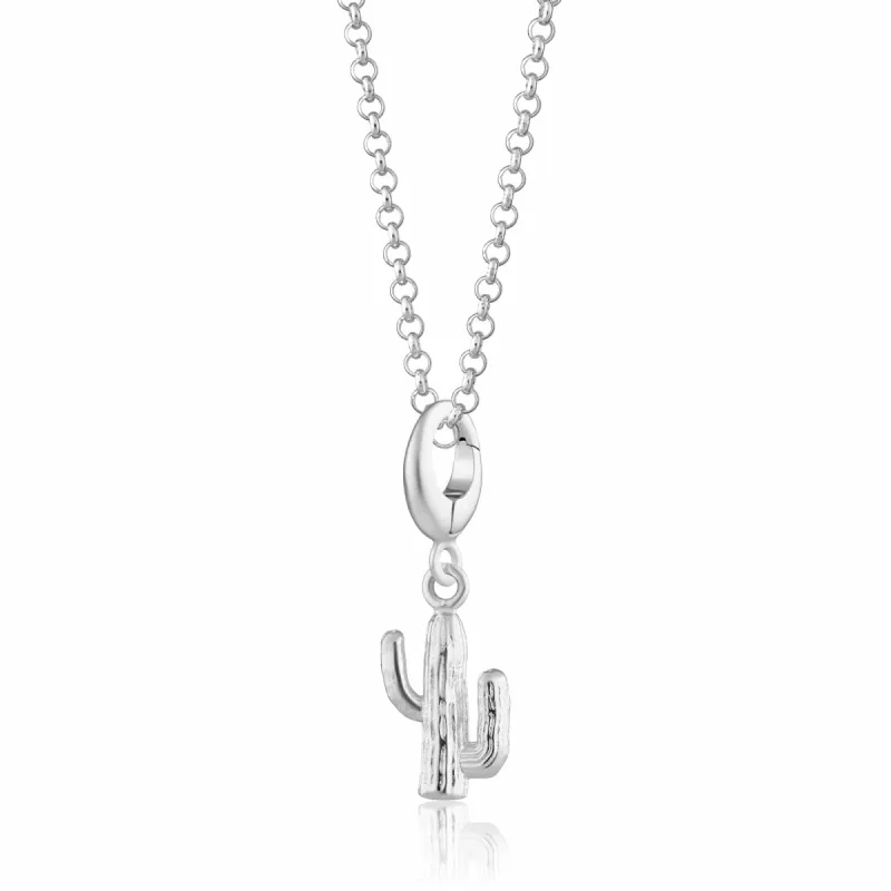 Silver Cactus Charm Necklace sold by Lily Charmed