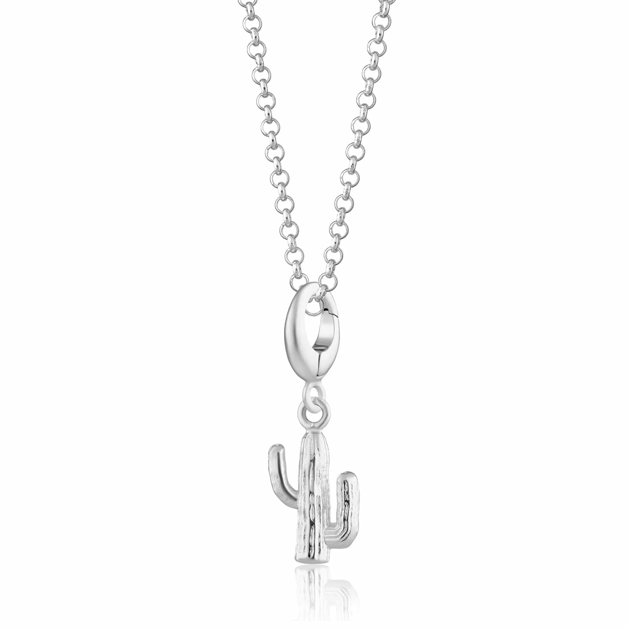 Silver Cactus Charm Necklace sold by Lily Charmed