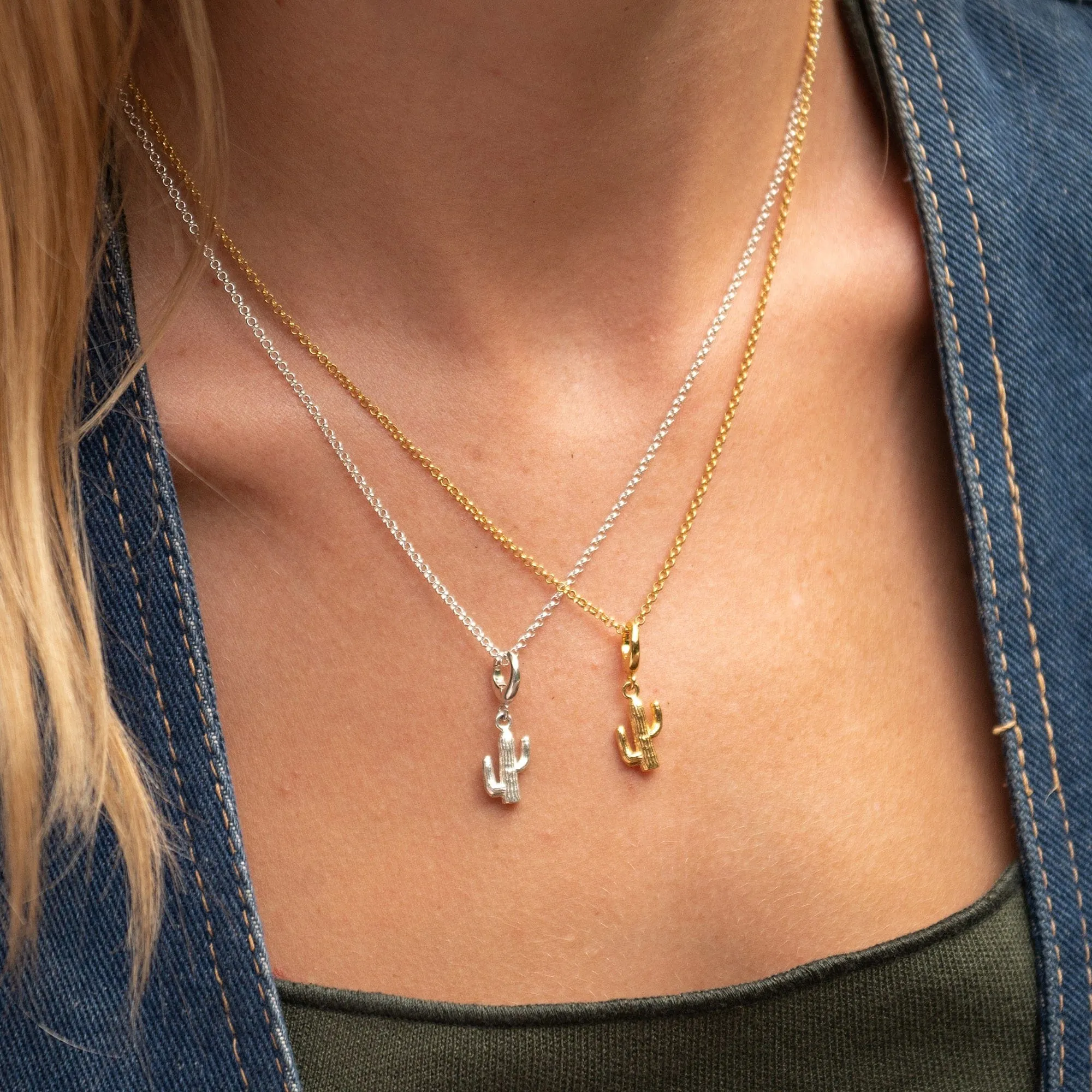 Silver Cactus Charm Necklace sold by Lily Charmed product image thumbnail 4