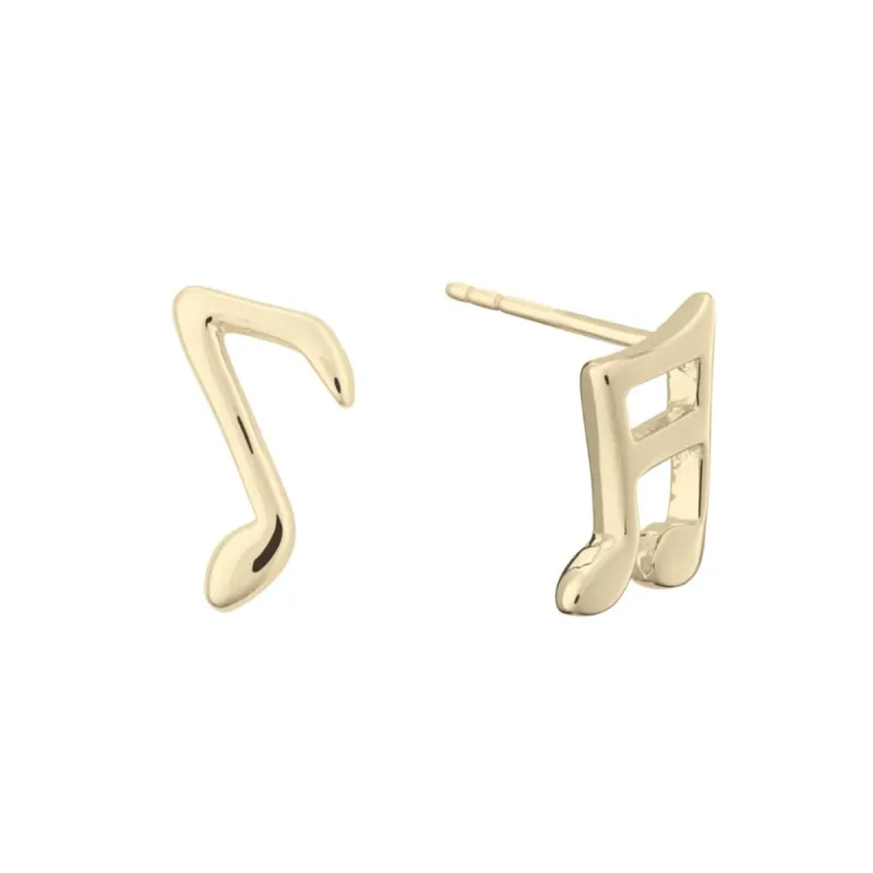 Gold Plated Music Note Stud Earrings made by Lily Charmed