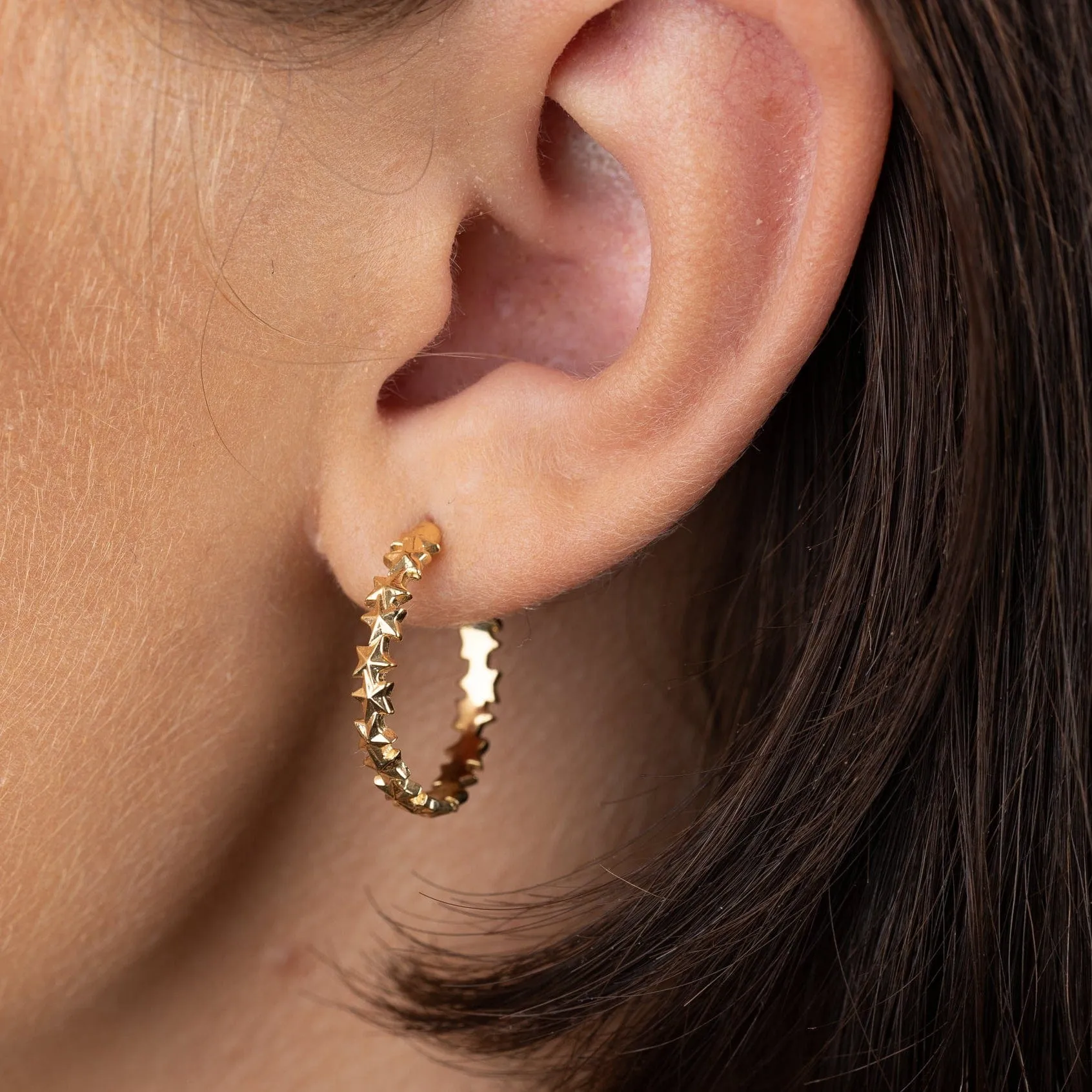 Gold Plated Large Star Cluster Hoop Stud Earrings sold by Lily Charmed product image thumbnail 5
