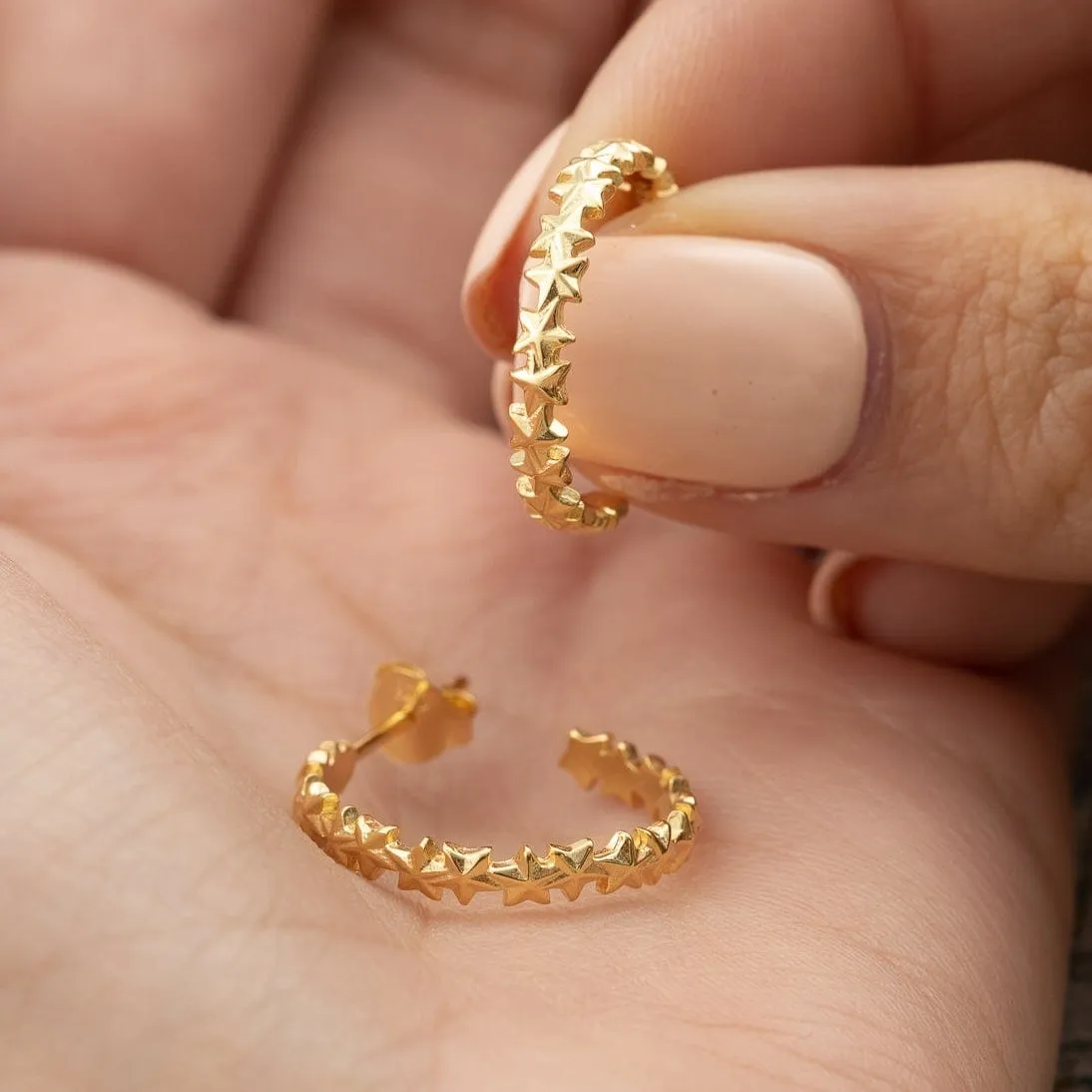 Gold Plated Large Star Cluster Hoop Stud Earrings sold by Lily Charmed product image thumbnail 3