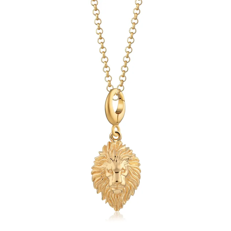 Gold Plated Lion Head Zodiac Necklace sold by Lily Charmed