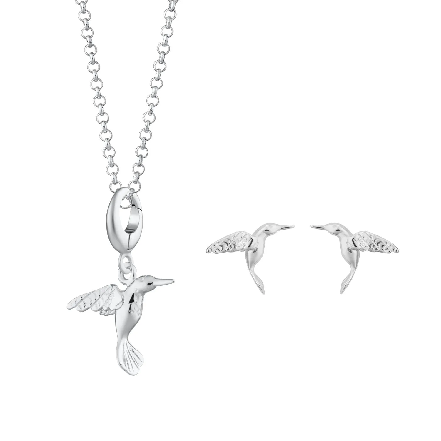 Silver Hummingbird Jewellery Set With Stud Earrings sold by Lily Charmed