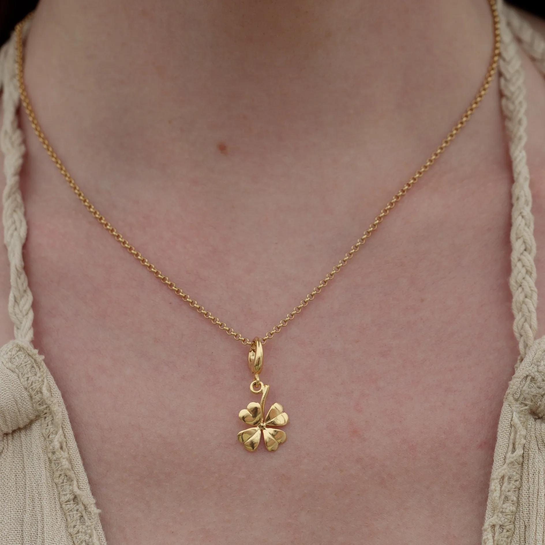 Gold Plated Four Leaf Clover Charm sold by Lily Charmed product image thumbnail 3