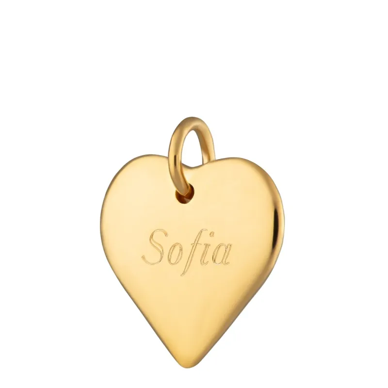 Engraved Gold Plated Heart Charm (Medium) sold by Lily Charmed
