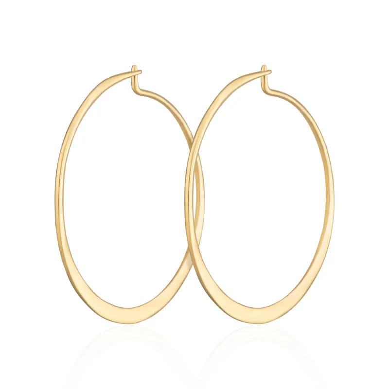 Gold Plated Flat Hoop Earrings sold by Lily Charmed