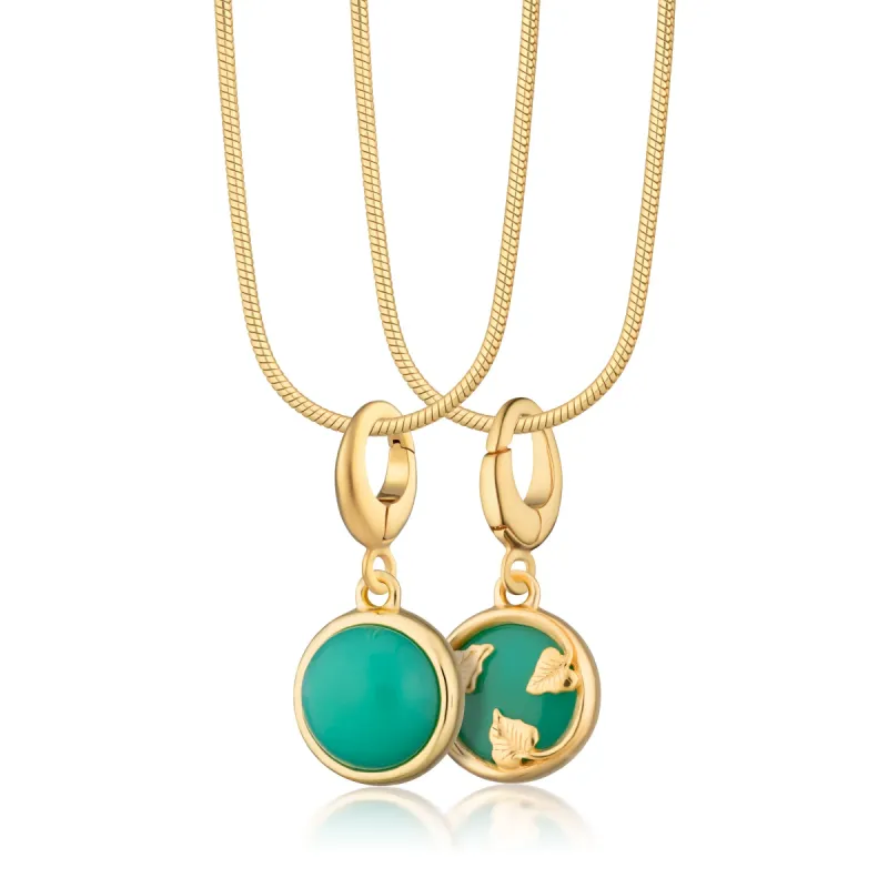Gold Plated Chrysoprase Healing Stone Necklace (Happiness) sold by Lily Charmed