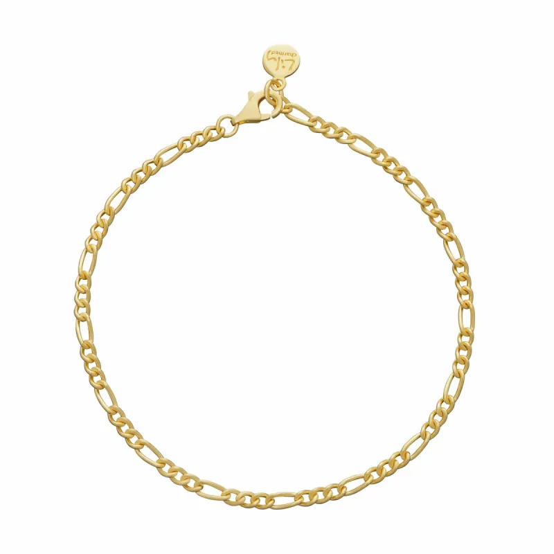 Gold Plated Figaro Charm Bracelet sold by Lily Charmed