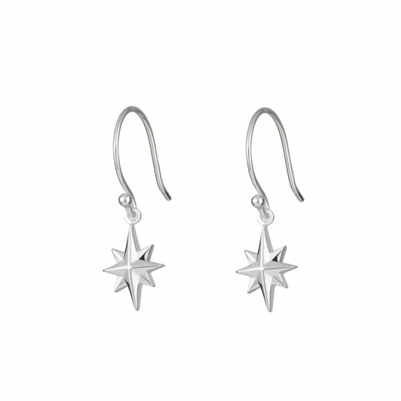 Silver North Star Hook Earrings sold by Lily Charmed