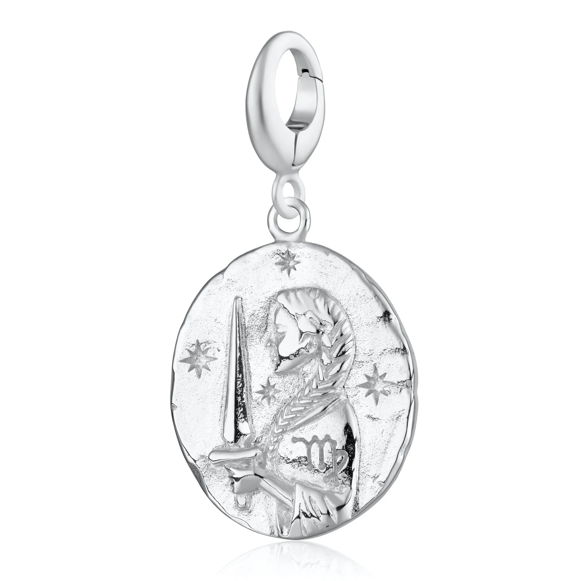 Engraved Silver Virgo Zodiac Charm sold by Lily Charmed