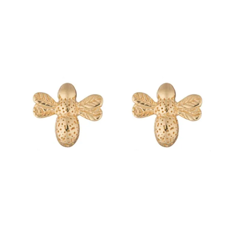 Gold Plated Bee Stud Earrings sold by Lily Charmed