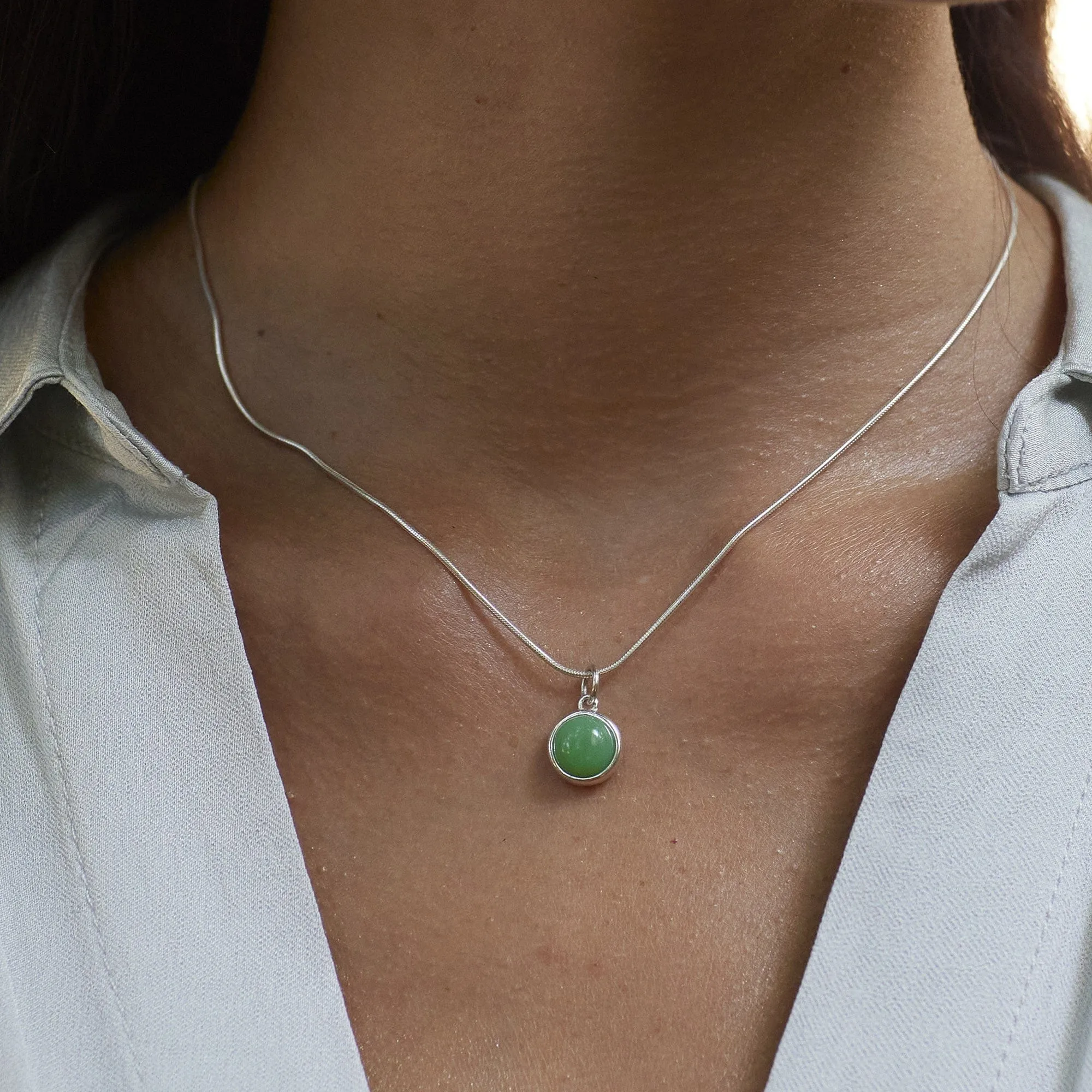 Silver Chrysoprase Healing Stone Charm Necklace (Happiness) sold by Lily Charmed product image thumbnail 2