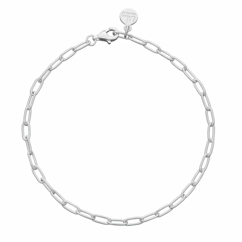 Silver Oval Link Charm Bracelet sold by Lily Charmed