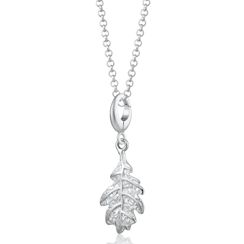 Silver Oak Leaf Charm Necklace sold by Lily Charmed