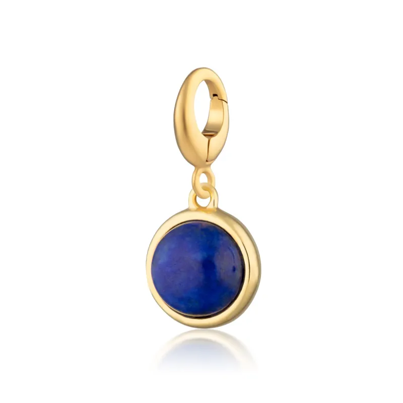 Gold Plated Blue Lapis Healing Stone Charm (Wisdom) sold by Lily Charmed