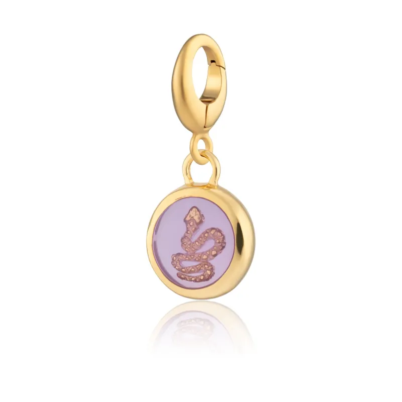 Gold Plated Purple Snake Resin Capture Charm sold by Lily Charmed