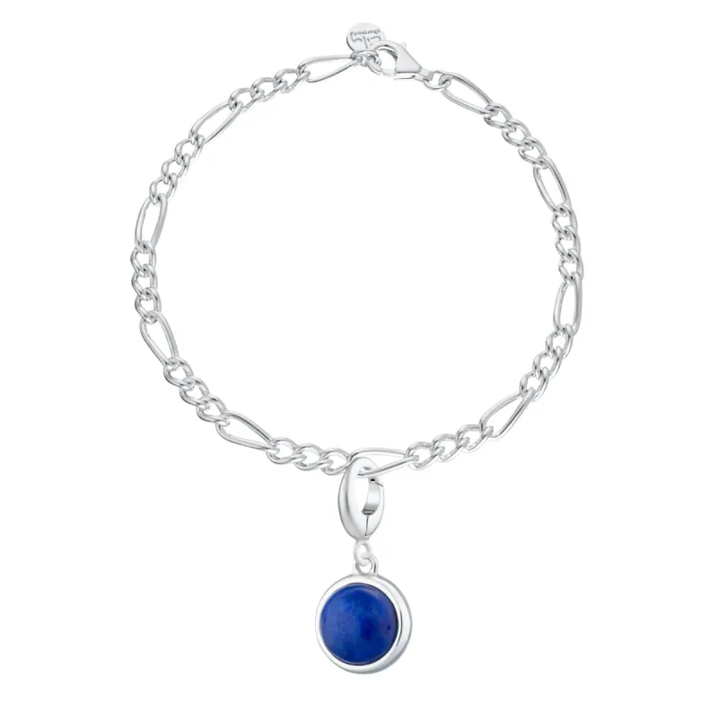 Silver Healing Stone Figaro Charm Bracelet sold by Lily Charmed