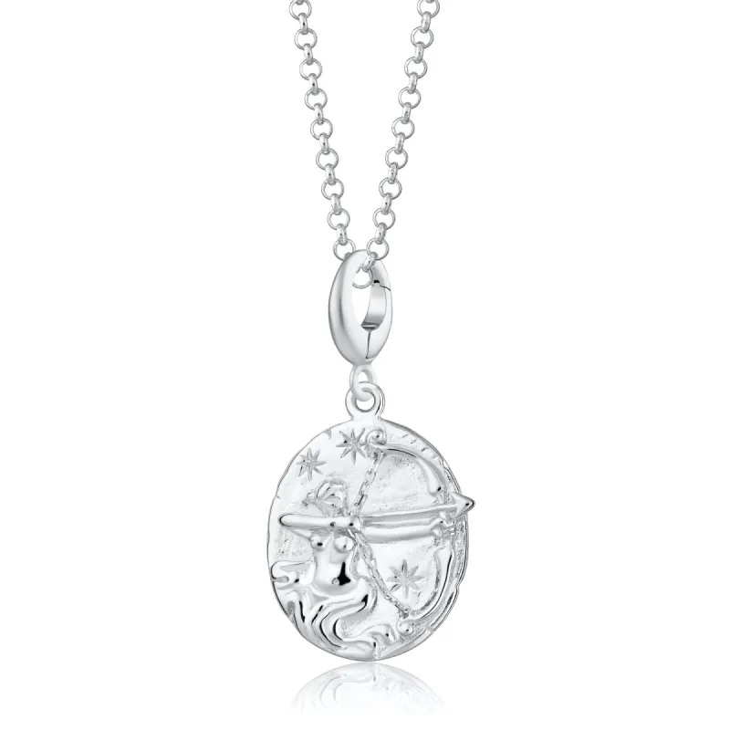 Engraved Silver Sagittarius Zodiac Necklace sold by Lily Charmed