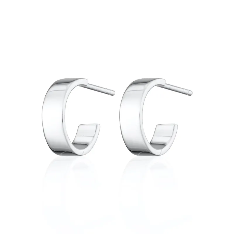 Silver Wide Huggie Hoop Earrings sold by Lily Charmed