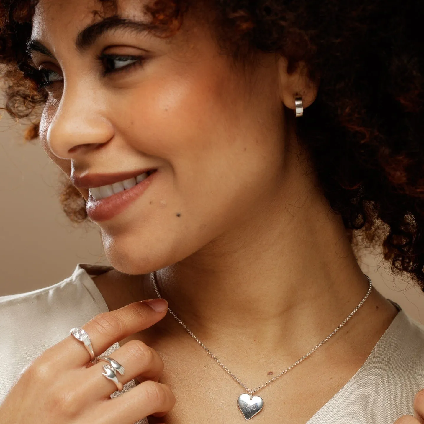 Silver Wide Huggie Hoop Earrings sold by Lily Charmed product image thumbnail 3