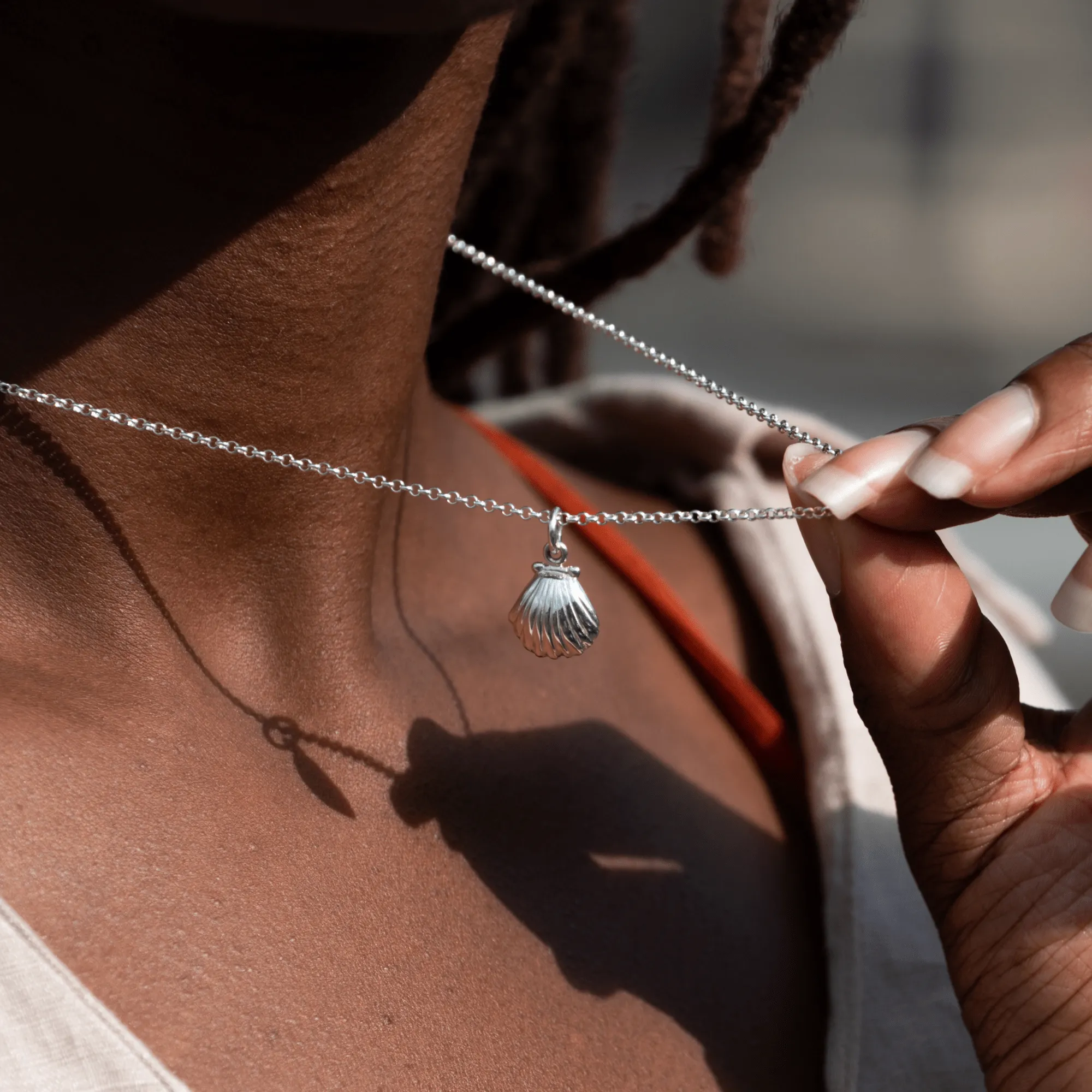 Silver Clam Shell Charm Necklace sold by Lily Charmed product image thumbnail 3