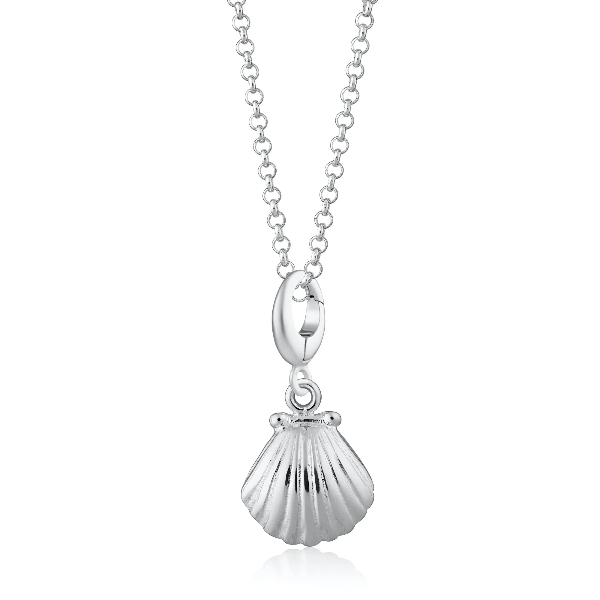 Silver Clam Shell Charm Necklace sold by Lily Charmed