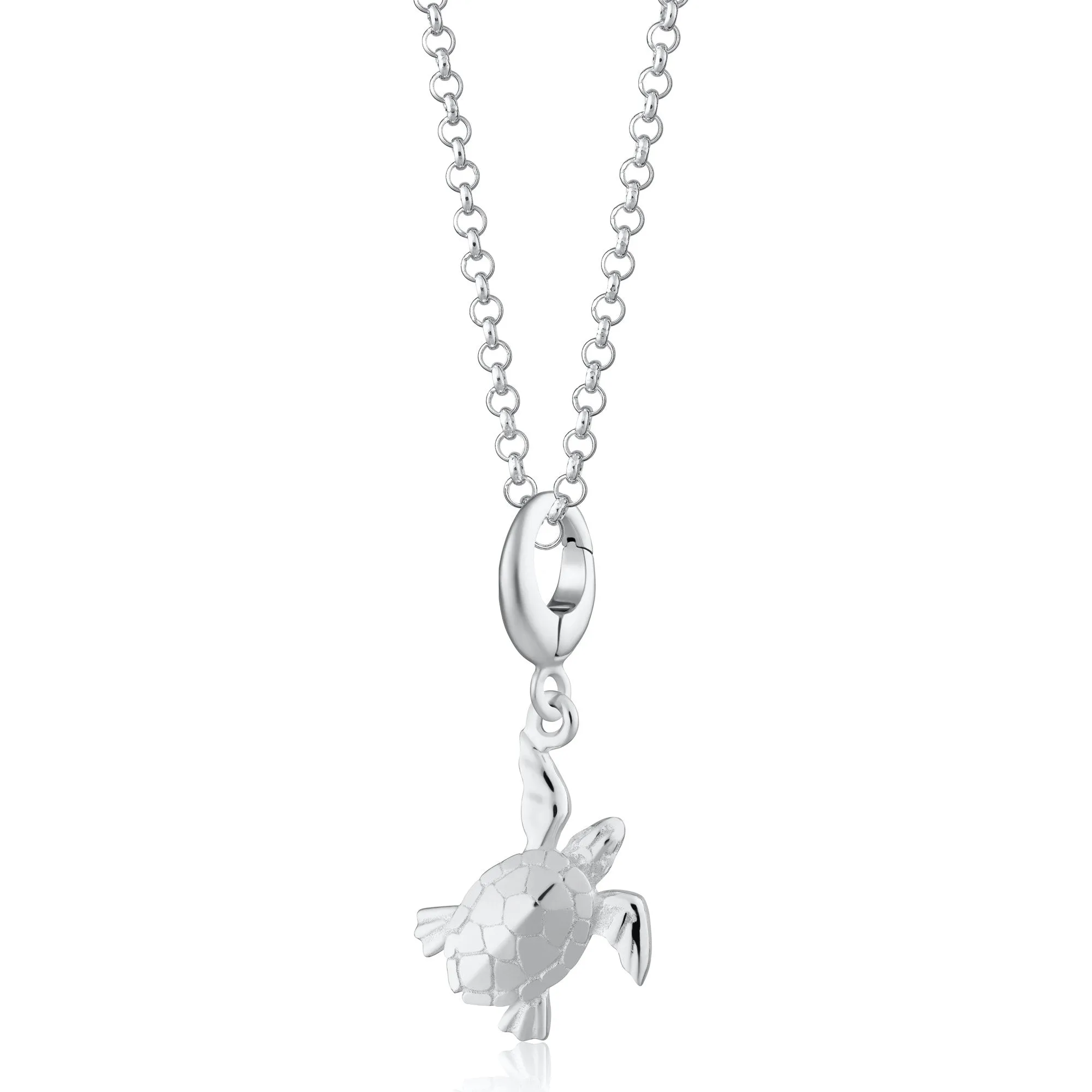 Silver Turtle Charm Necklace sold by Lily Charmed