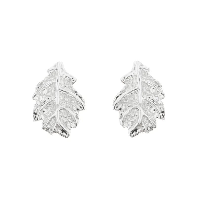Silver Oak Leaf Stud Earrings sold by Lily Charmed