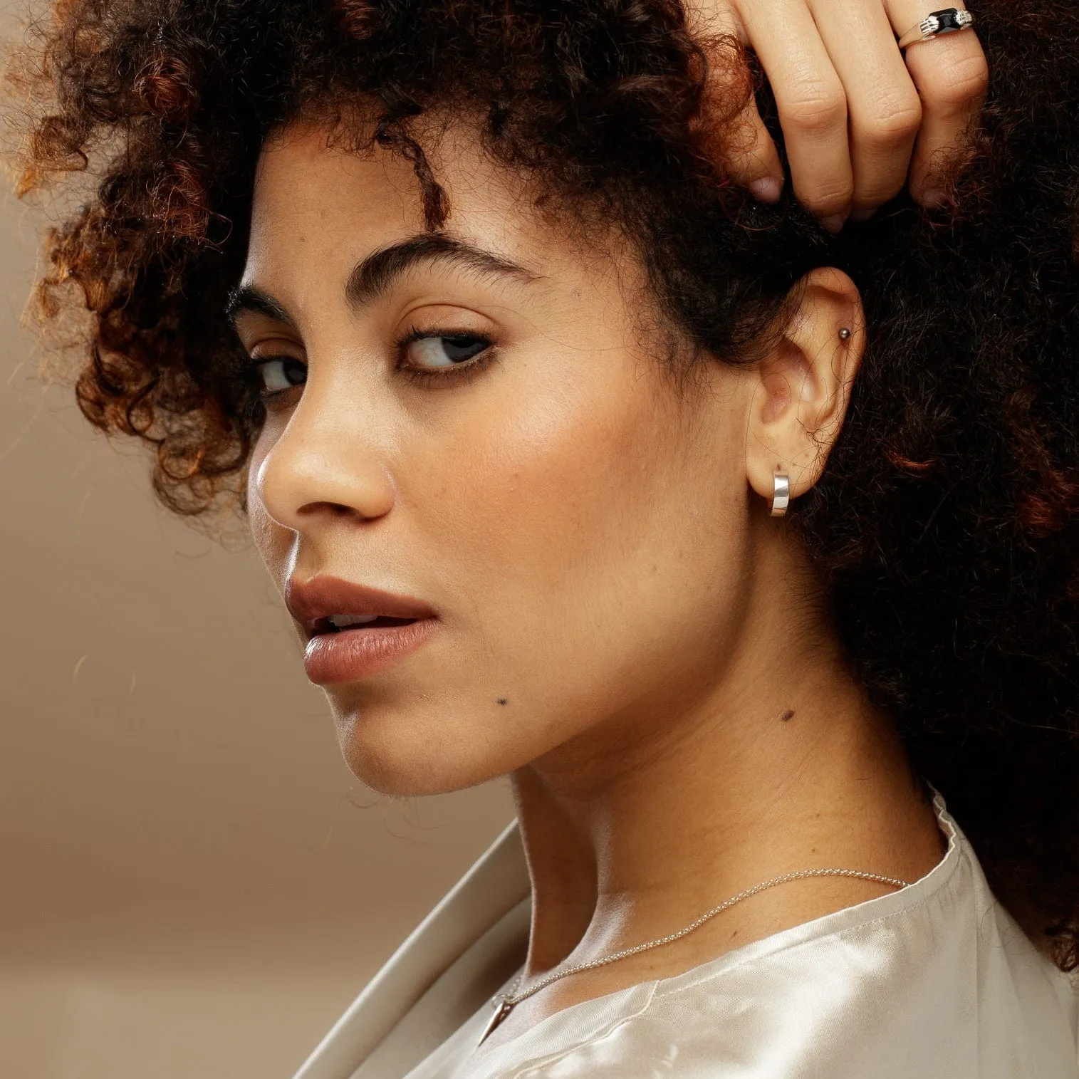 Gold Plated Wide Huggie Hoop Earrings sold by Lily Charmed product image thumbnail 2