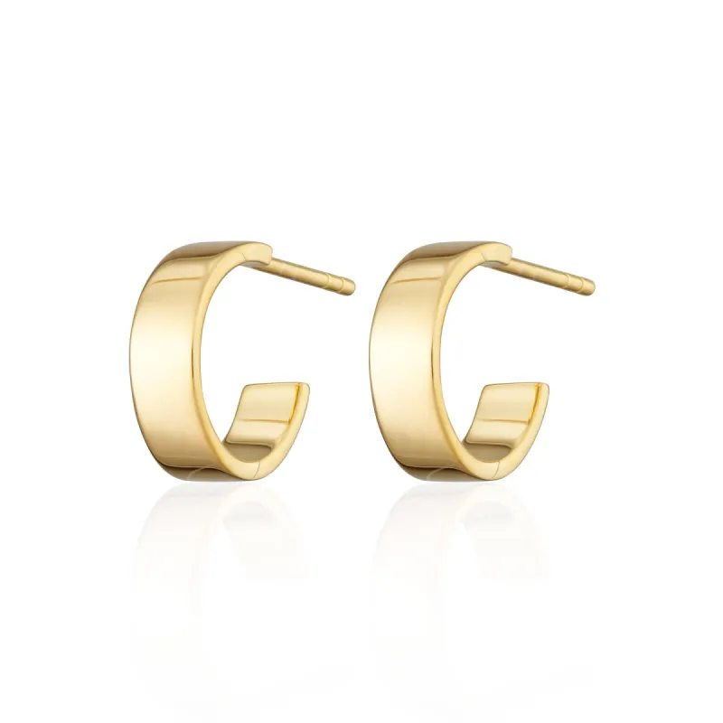 Gold Plated Wide Huggie Hoop Earrings sold by Lily Charmed