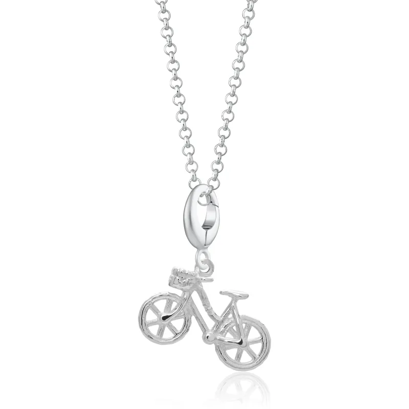 Silver Bicycle Charm Necklace sold by Lily Charmed