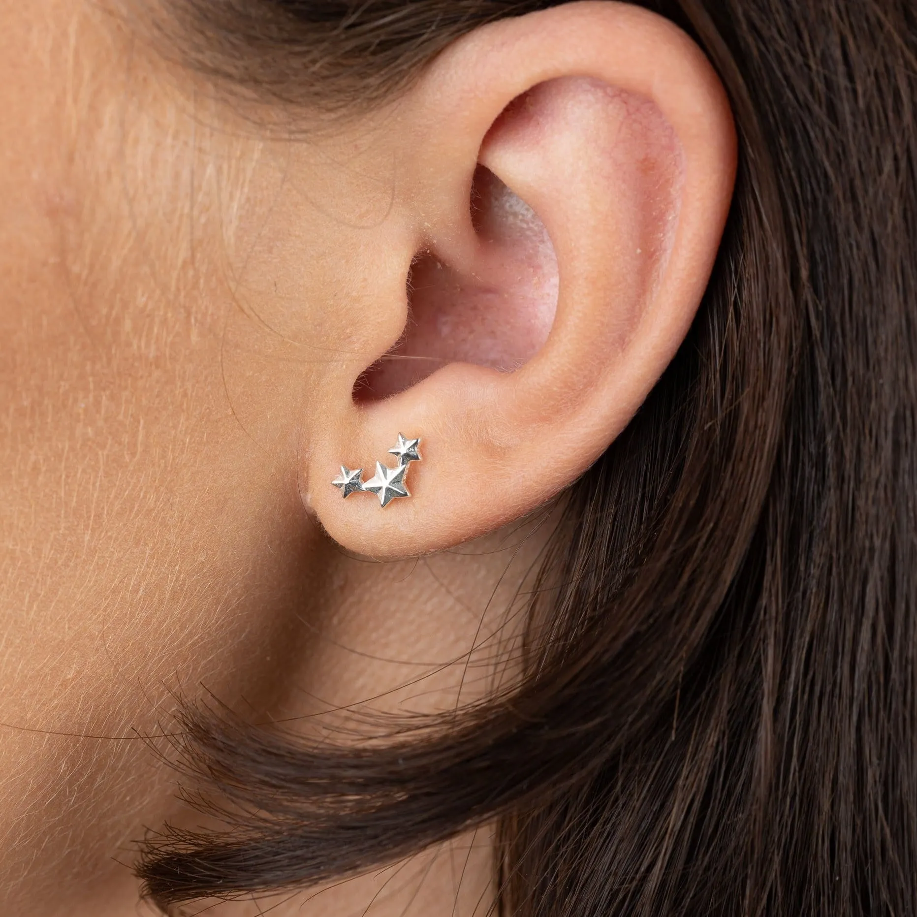 Silver Star Cluster Stud Earrings sold by Lily Charmed product image thumbnail 2