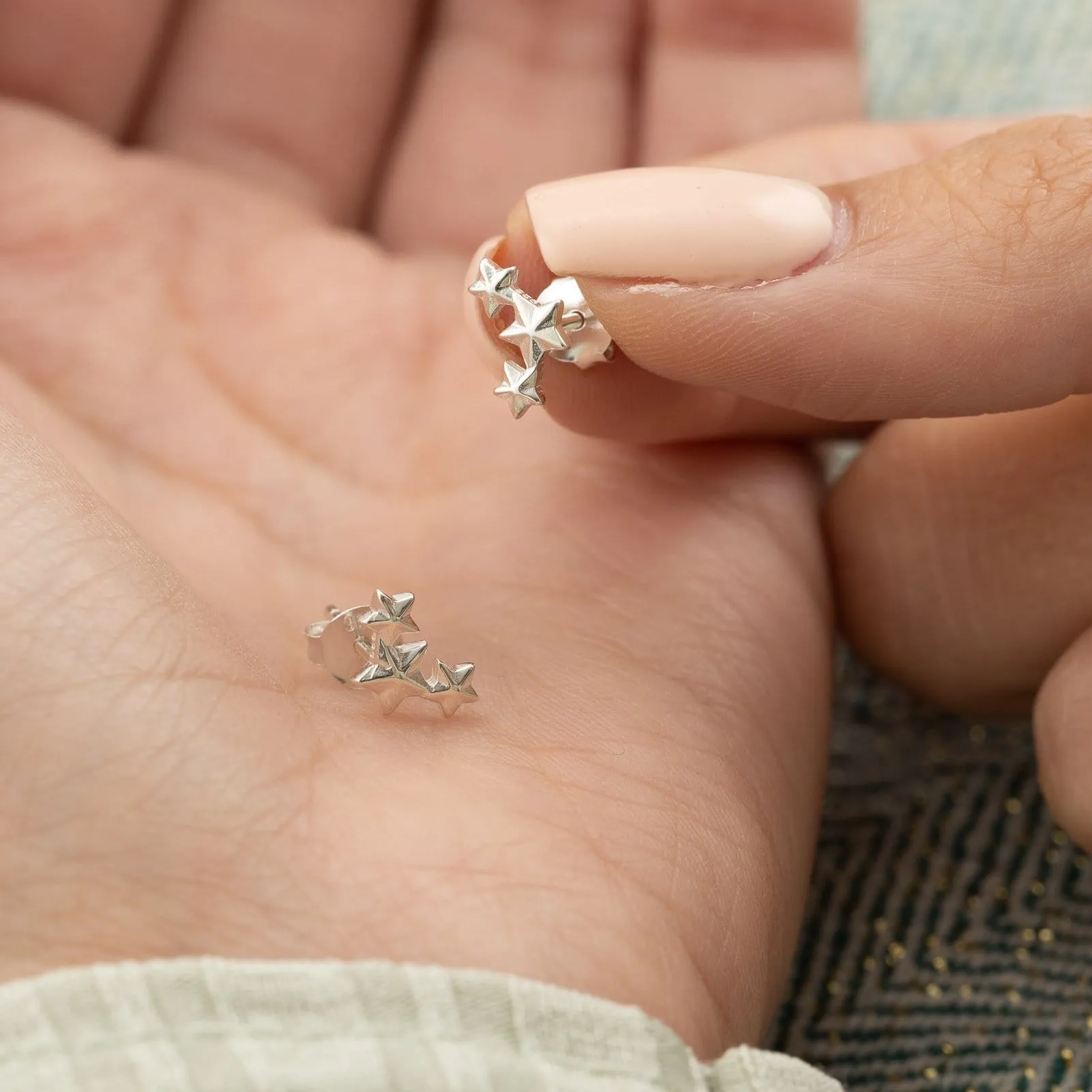 Silver Star Cluster Stud Earrings sold by Lily Charmed product image thumbnail 3