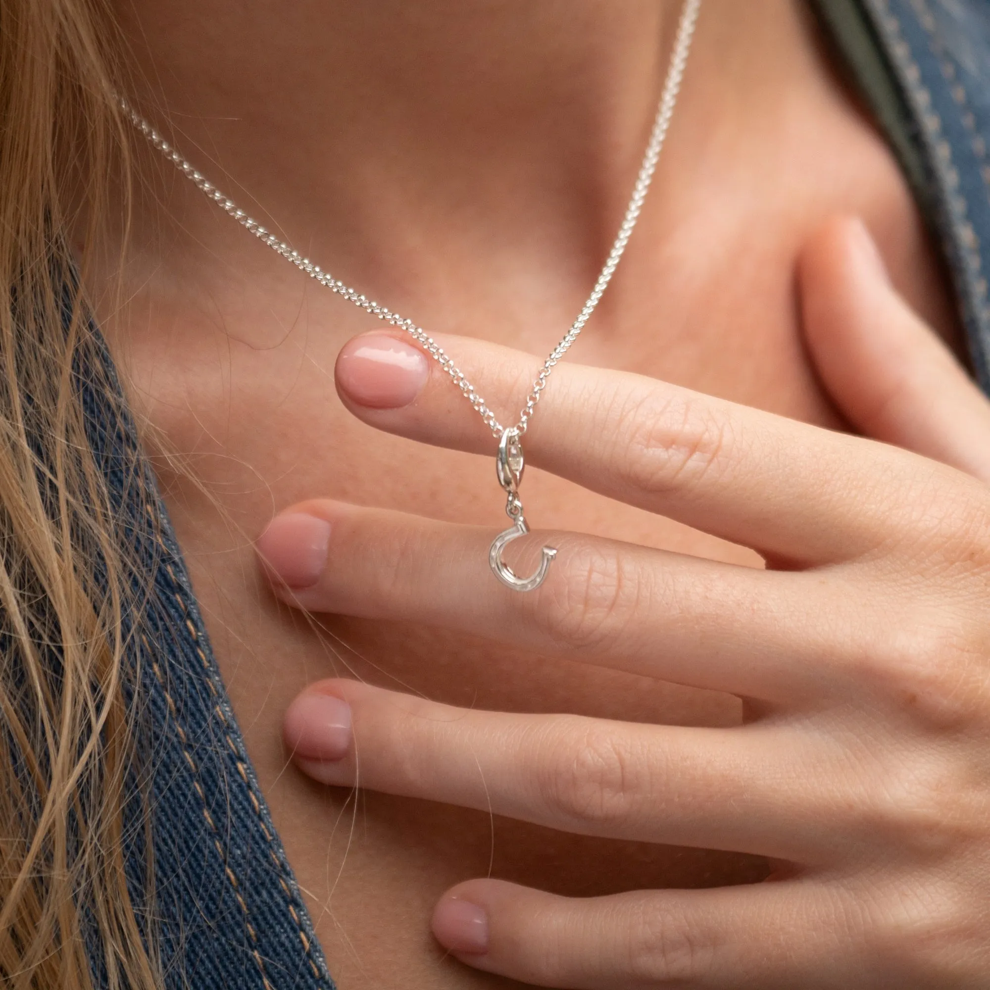 Silver Lucky Horseshoe Charm Necklace sold by Lily Charmed product image thumbnail 3