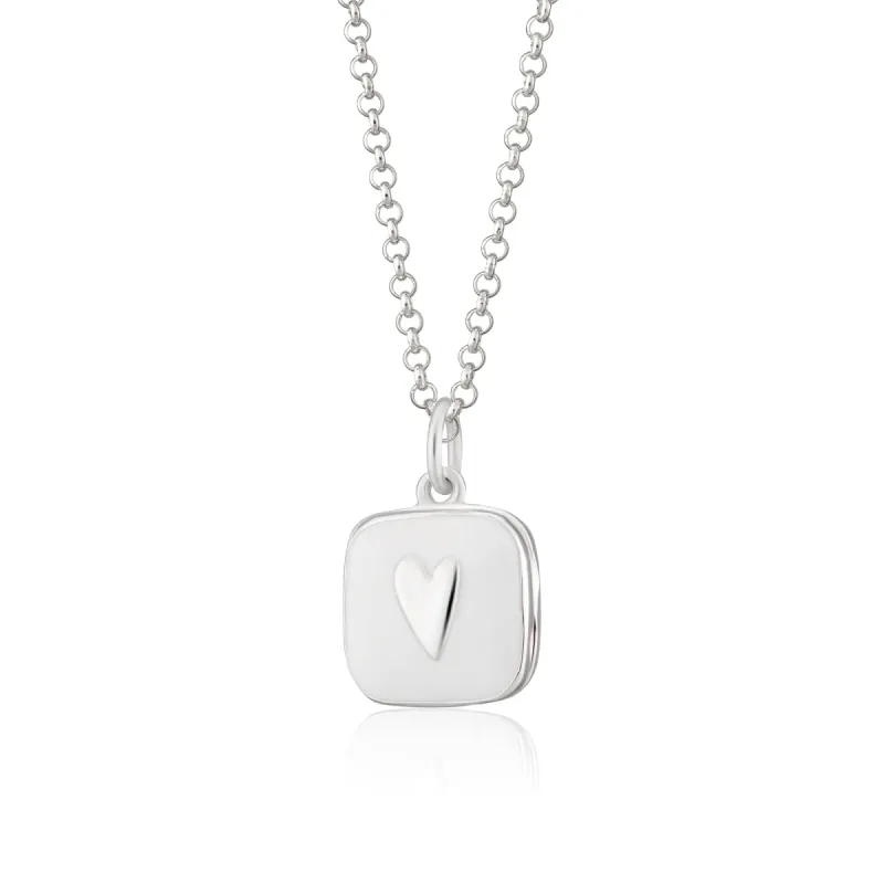Silver White Heart Locket Necklace sold by Lily Charmed