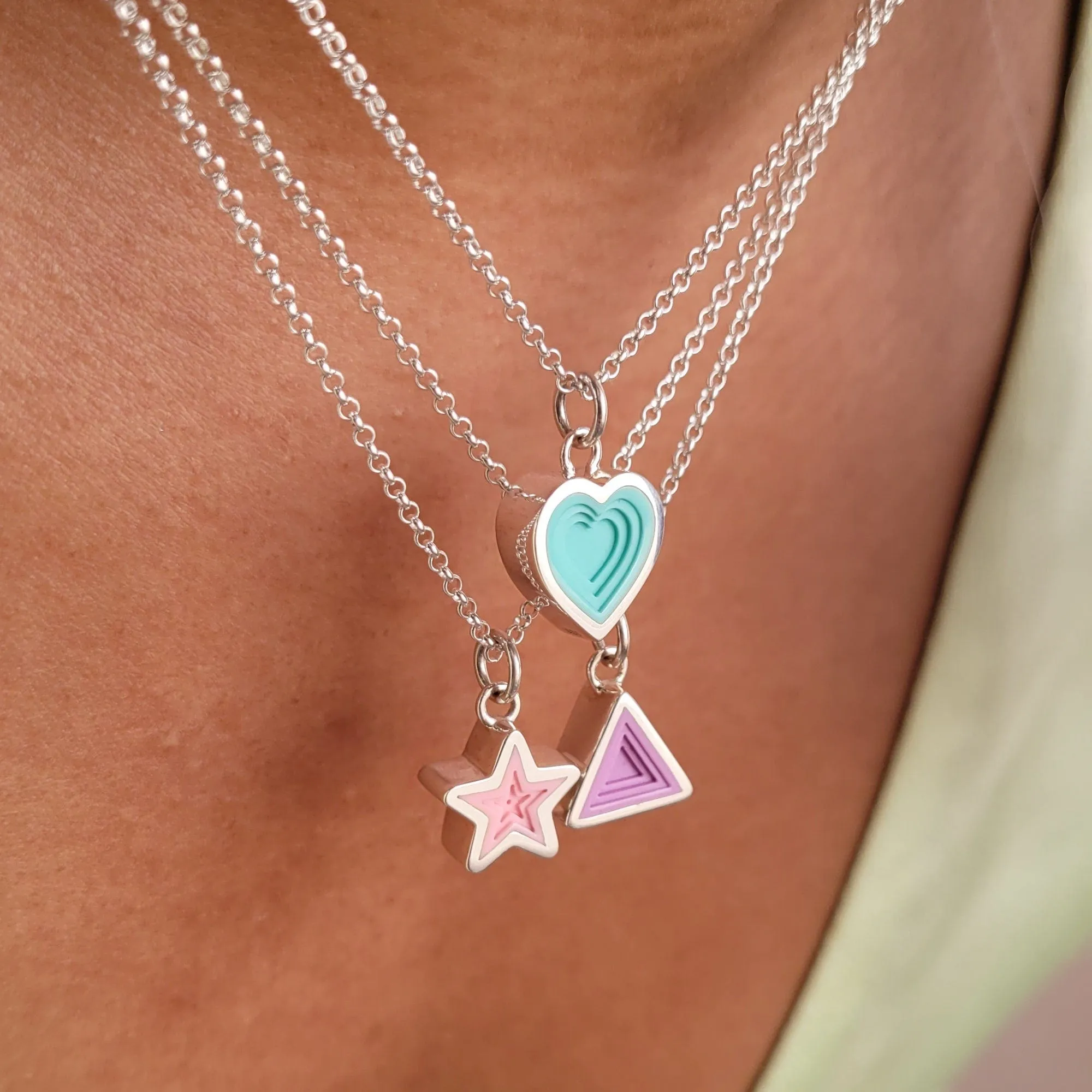 Silver Geometric Pink Star Charm Necklace sold by Lily Charmed product image thumbnail 3