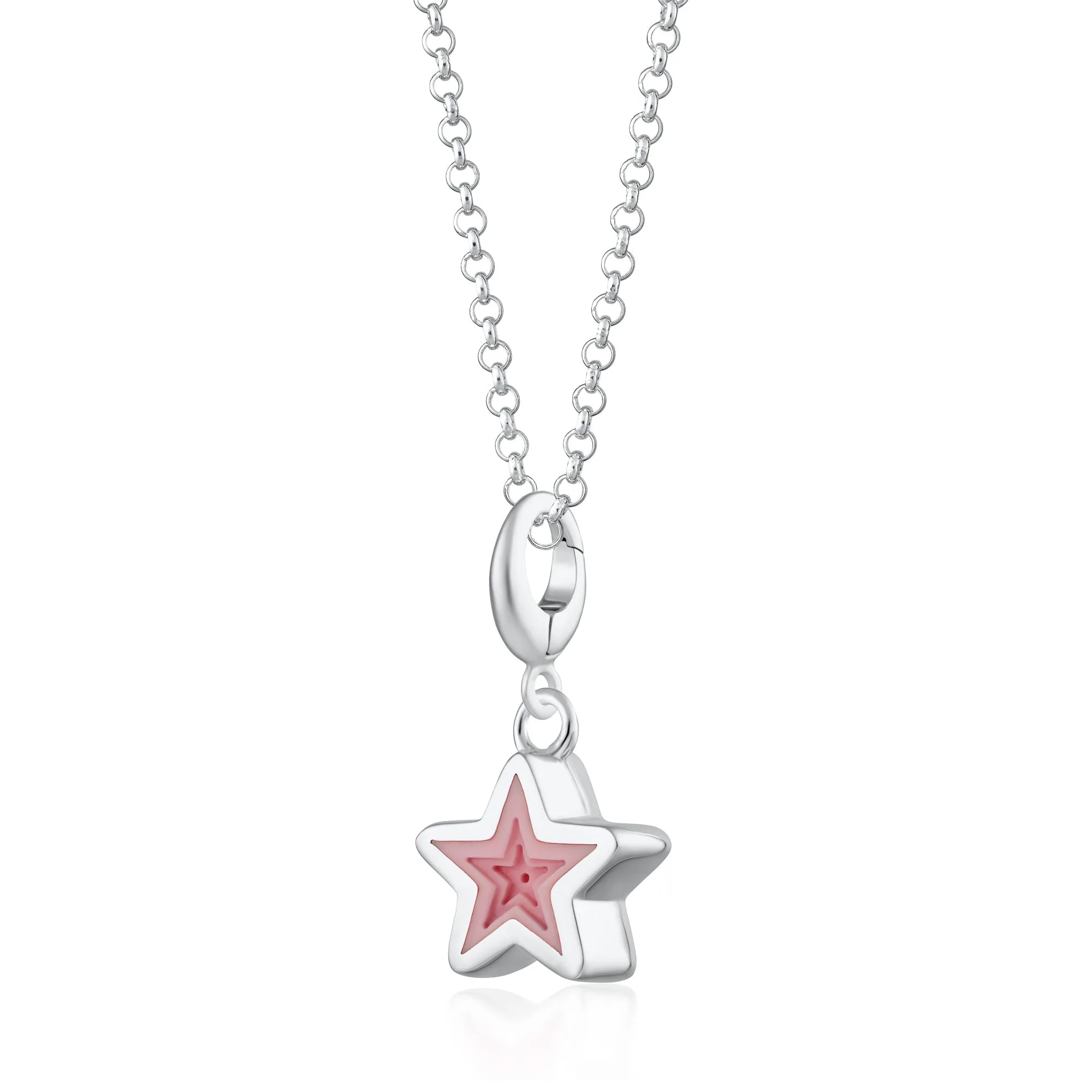Silver Geometric Pink Star Charm Necklace sold by Lily Charmed